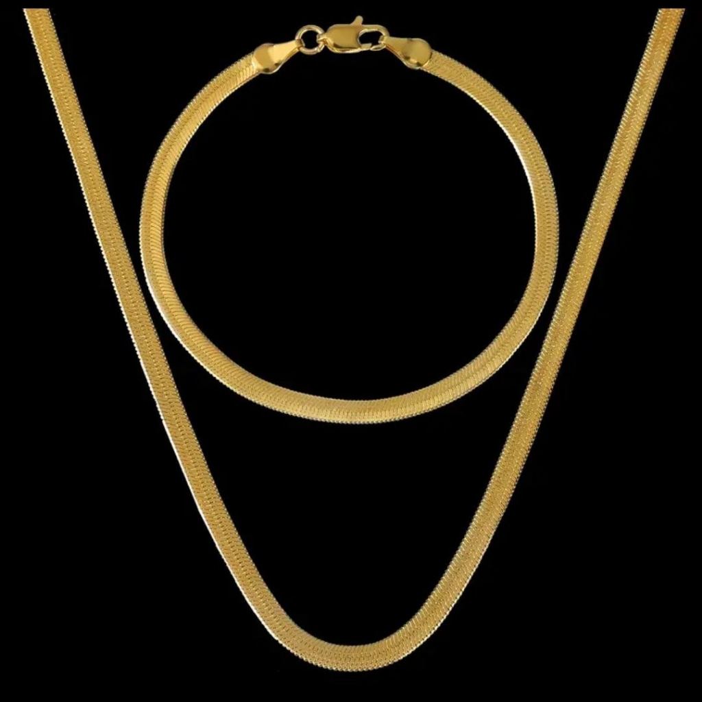 18k Gold Plated Necklace And Bracelet Set-Clearence